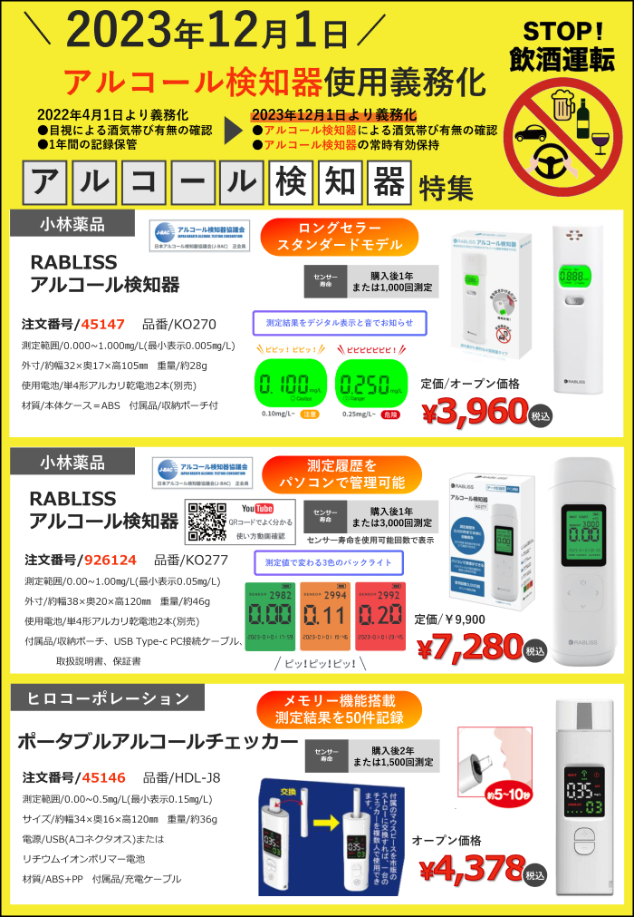 準備はお済ですか？アルコール検知器使用の義務化が決定！（おすすめ